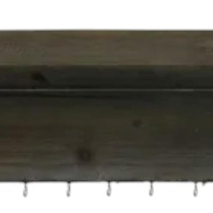 Set Of Two Brown Wood Wall Mounted Accent Shelves With Hooks HomeRoots