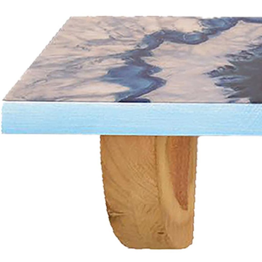 36" Blue And Natural Wood Agate Pattern Wall Mount Accent Shelf HomeRoots