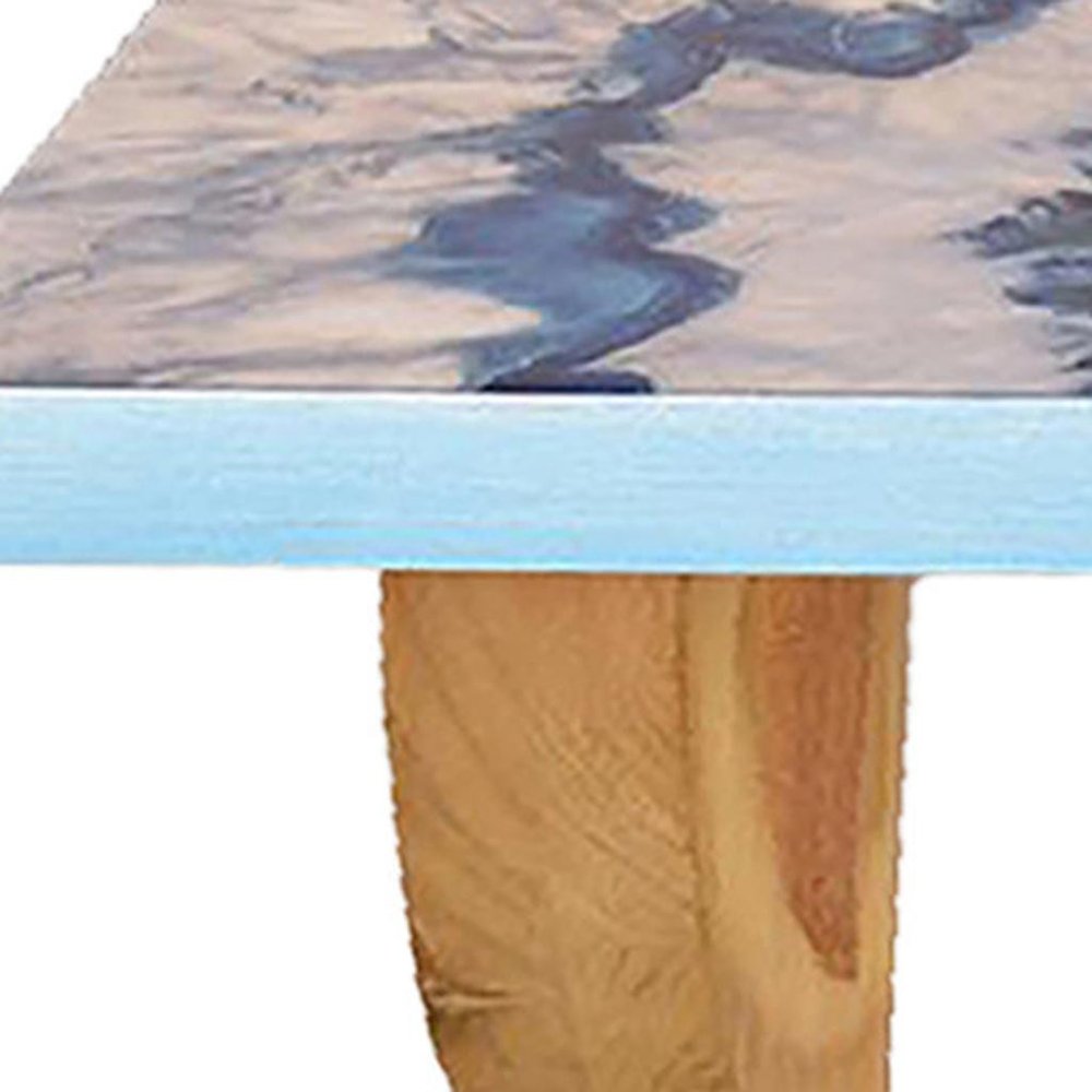 36" Blue And Natural Wood Agate Pattern Wall Mount Accent Shelf HomeRoots