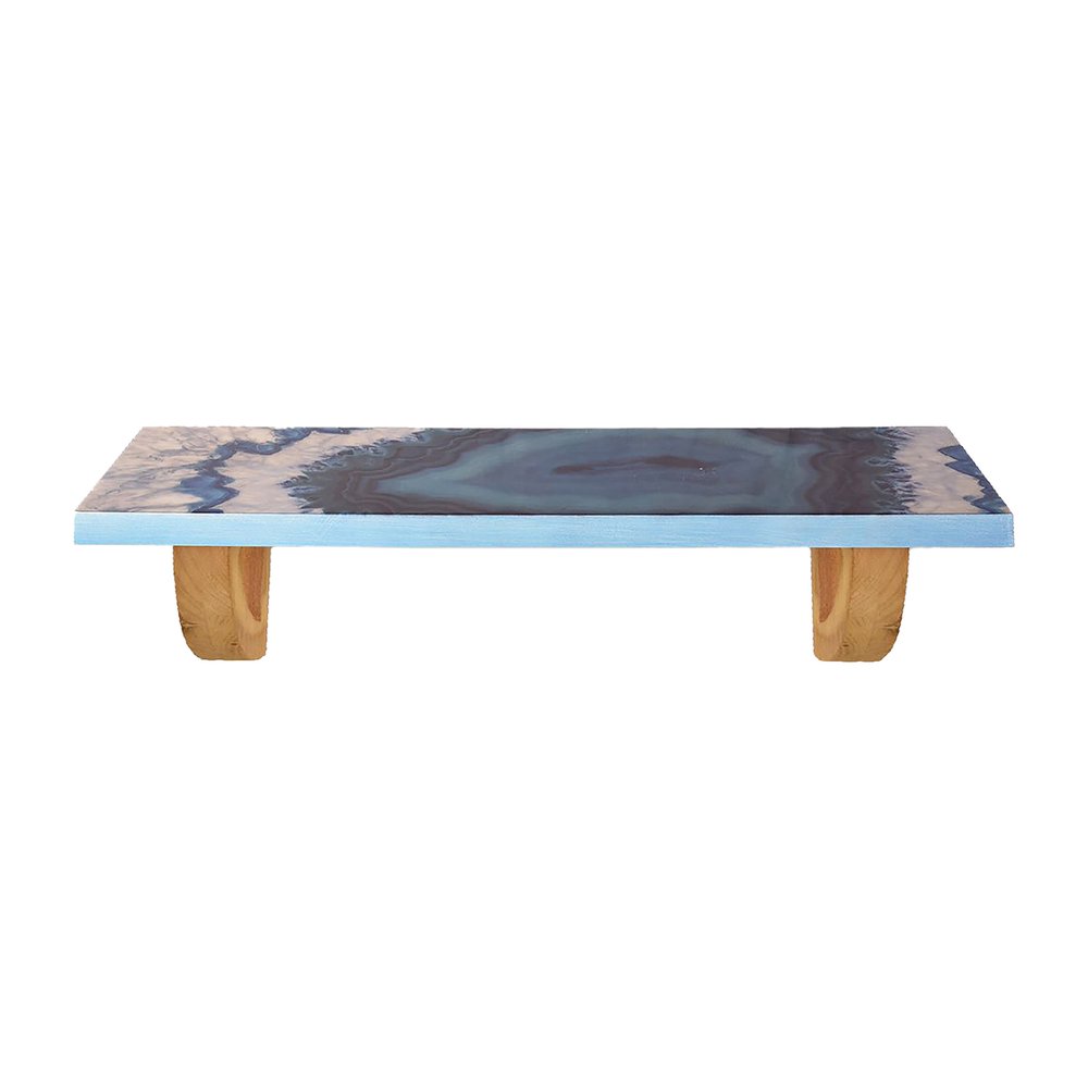 36" Blue And Natural Wood Agate Pattern Wall Mount Accent Shelf HomeRoots