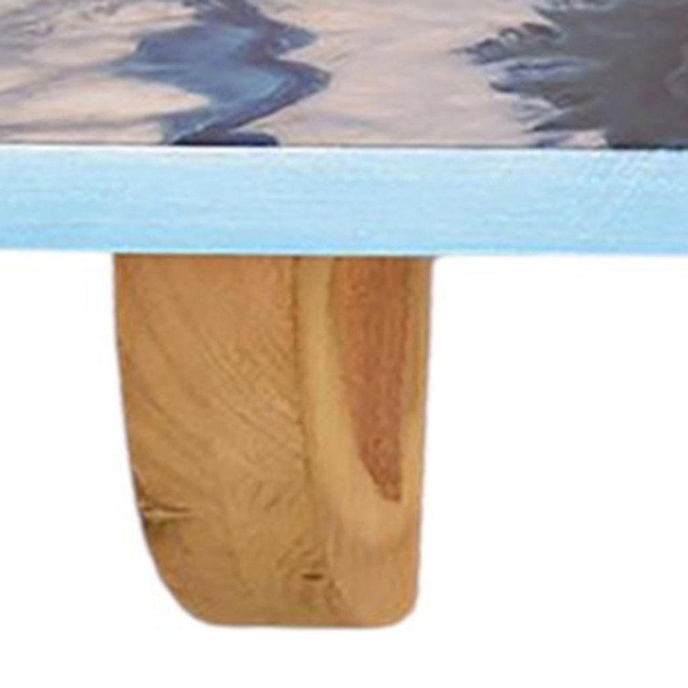 24" Blue And Natural Wood Agate Pattern Wall Mount Accent Shelf HomeRoots