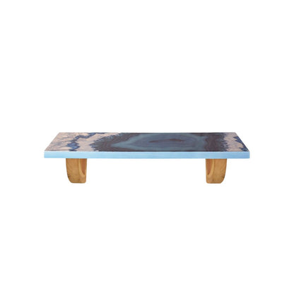 24" Blue And Natural Wood Agate Pattern Wall Mount Accent Shelf HomeRoots