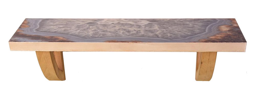 36" Gray And Natural Wood Agate Pattern Wall Mount Accent Shelf HomeRoots