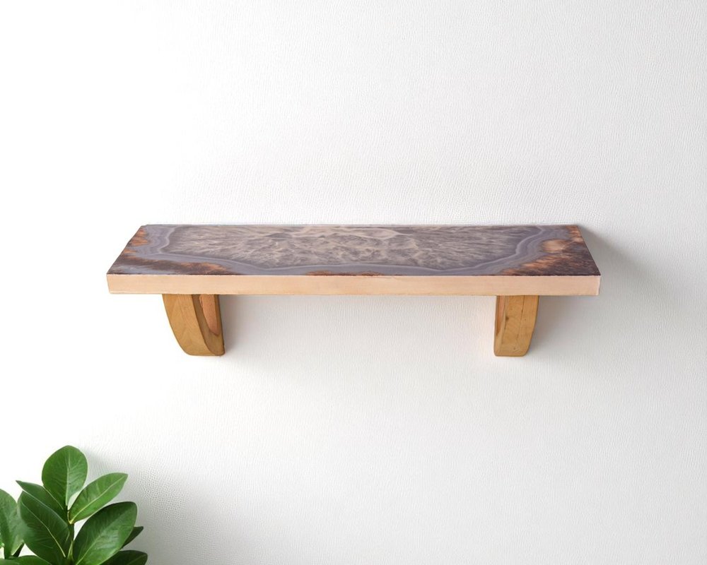 36" Gray And Natural Wood Agate Pattern Wall Mount Accent Shelf HomeRoots