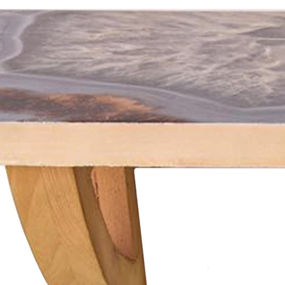 36" Gray And Natural Wood Agate Pattern Wall Mount Accent Shelf HomeRoots