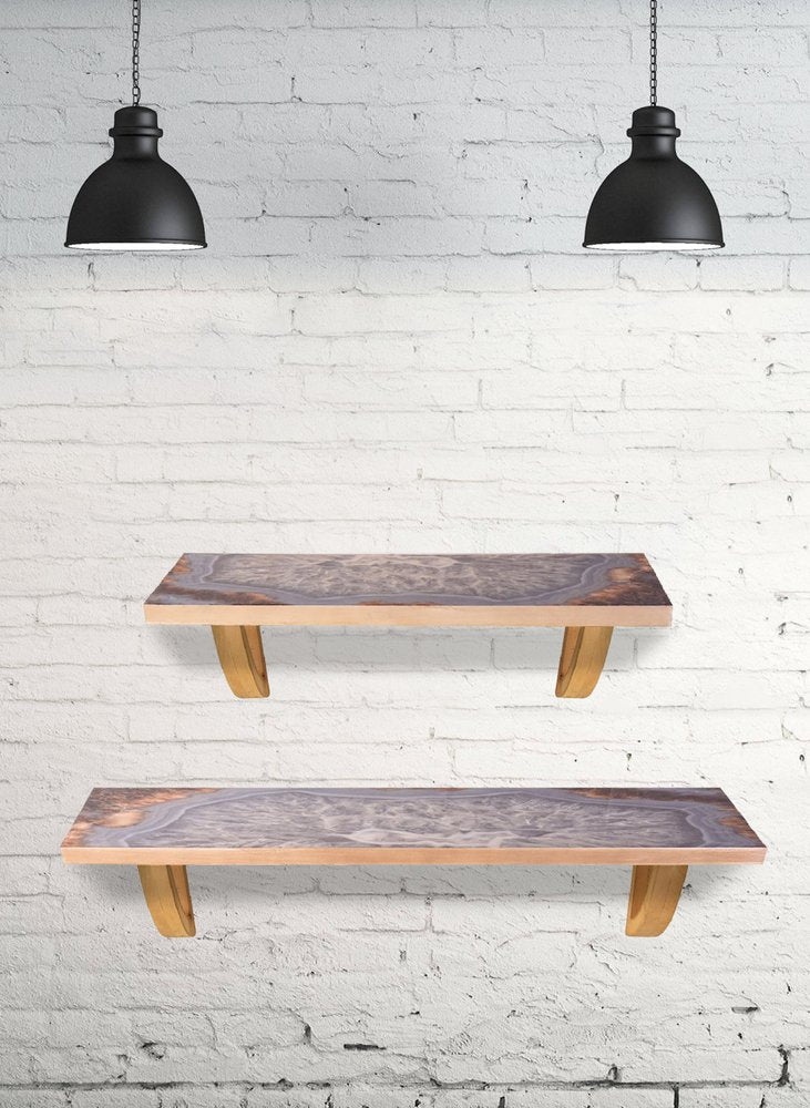 24" Gray And Natural Wood Wall Mounted Accent Shelf HomeRoots