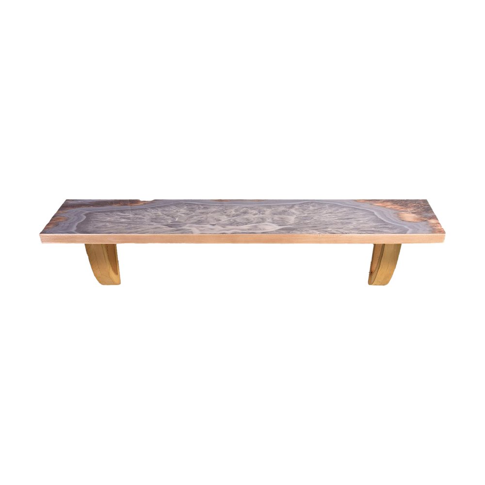 24" Gray And Natural Wood Wall Mounted Accent Shelf HomeRoots