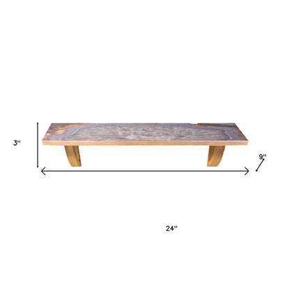 24" Gray And Natural Wood Wall Mounted Accent Shelf HomeRoots