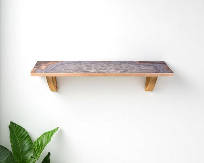 24" Gray And Natural Wood Wall Mounted Accent Shelf HomeRoots