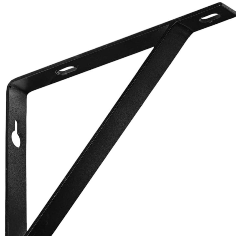 7" Set Of Two Black Metal Wall Mounted Shelf Brackets HomeRoots
