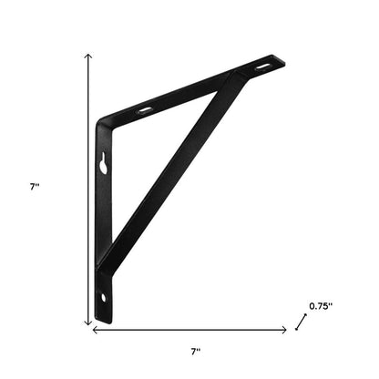 7" Set Of Two Black Metal Wall Mounted Shelf Brackets HomeRoots