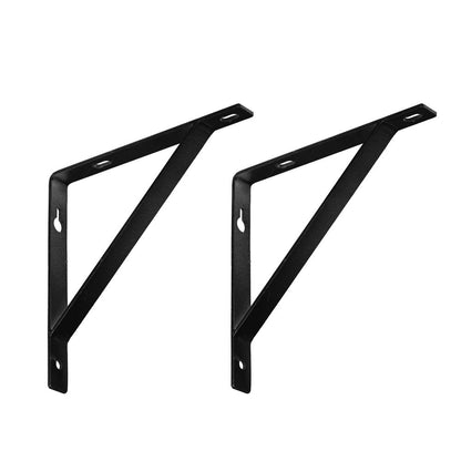 7" Set Of Two Black Metal Wall Mounted Shelf Brackets HomeRoots