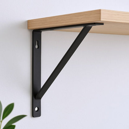 7" Set Of Two Black Metal Wall Mounted Shelf Brackets HomeRoots