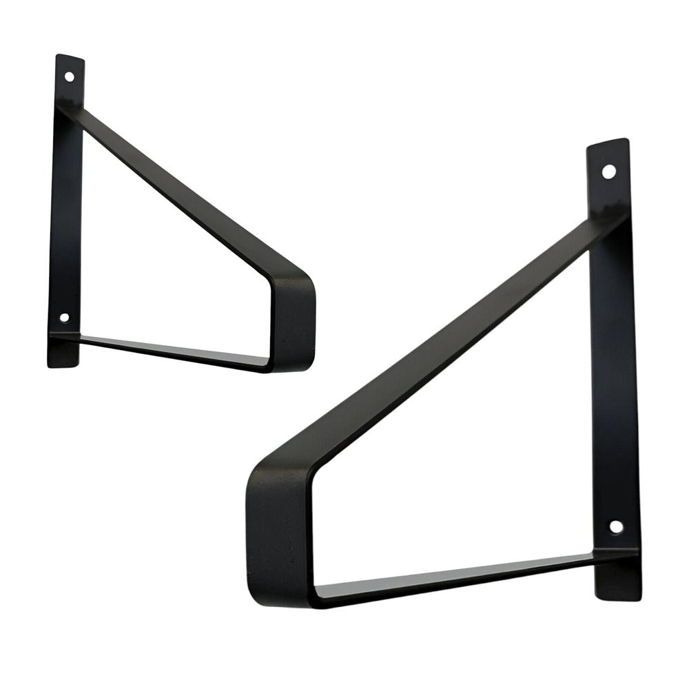 8" Set Of Two Black Metal Wall Mounted Shelf Brackets HomeRoots