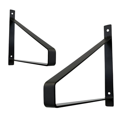 8" Set Of Two Black Metal Wall Mounted Shelf Brackets HomeRoots