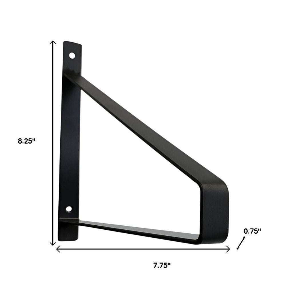 8" Set Of Two Black Metal Wall Mounted Shelf Brackets HomeRoots