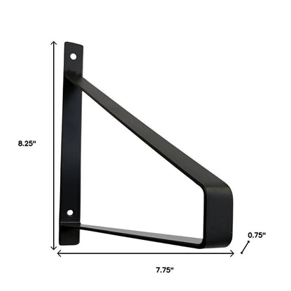 8" Set Of Two Black Metal Wall Mounted Shelf Brackets HomeRoots