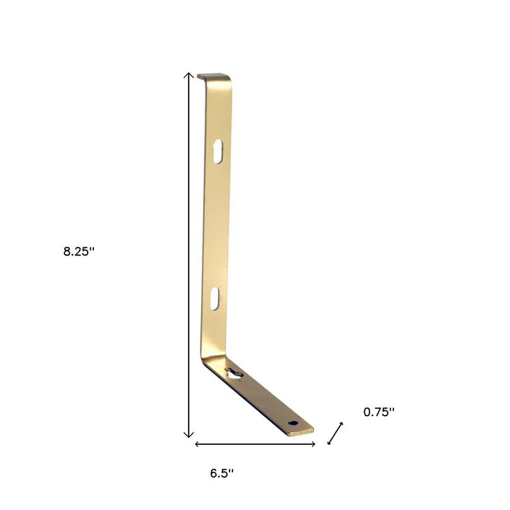 7" Set Of Two Gold Metal Wall Mounted Shelf Brackets HomeRoots