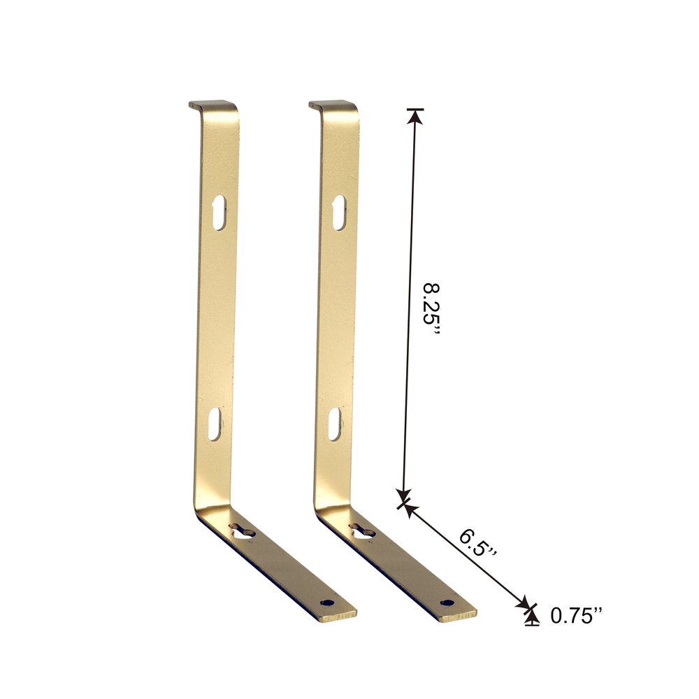 7" Set Of Two Gold Metal Wall Mounted Shelf Brackets HomeRoots