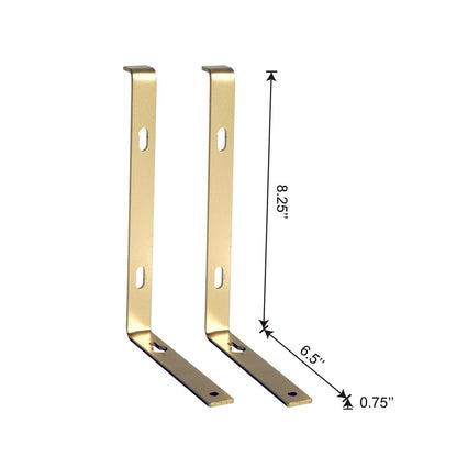 7" Set Of Two Gold Metal Wall Mounted Shelf Brackets HomeRoots
