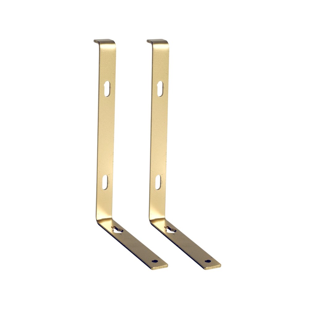 7" Set Of Two Gold Metal Wall Mounted Shelf Brackets HomeRoots