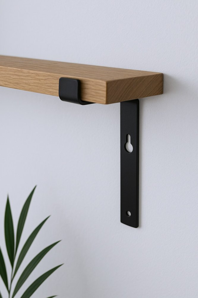 7" Set Of Two Black Metal Wall Mounted Shelf Brackets HomeRoots