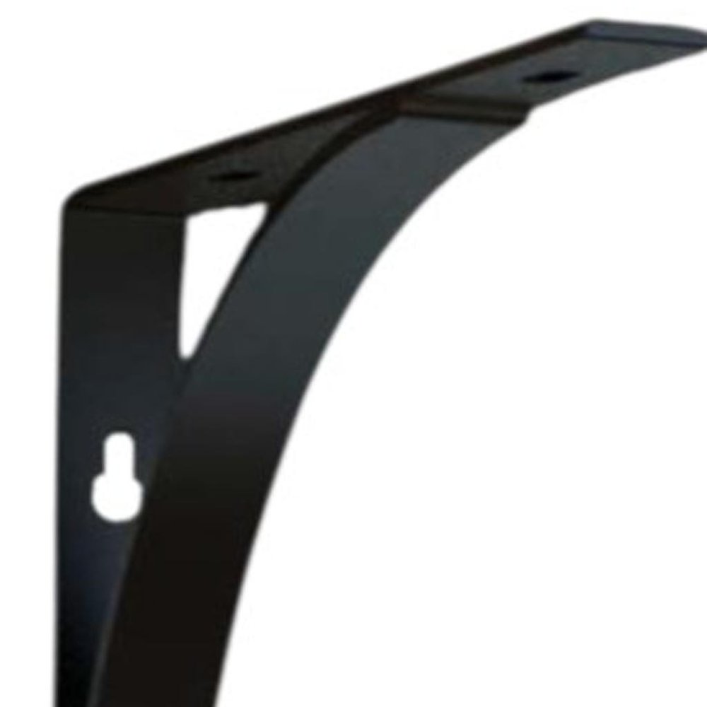 8" Set Of Two Black Curved Metal Wall Mounted Shelf Brackets HomeRoots