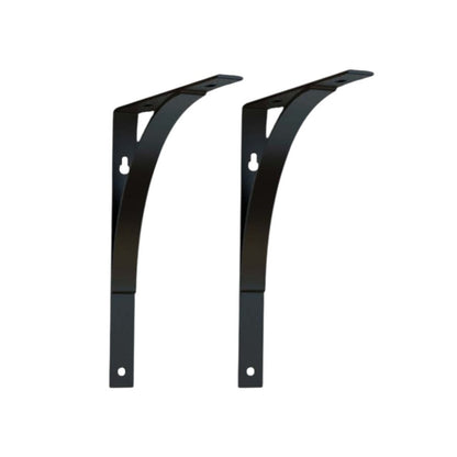 8" Set Of Two Black Curved Metal Wall Mounted Shelf Brackets HomeRoots