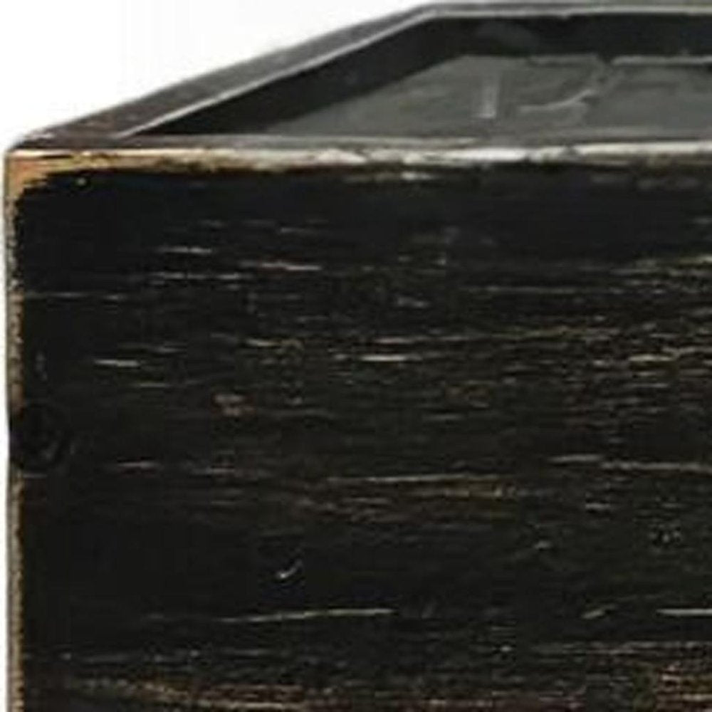 10" Black Distressed Wood Wall Mounted Floating Shelf With LED HomeRoots