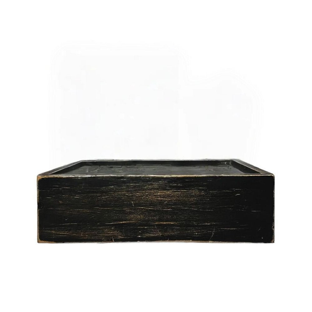 10" Black Distressed Wood Wall Mounted Floating Shelf With LED HomeRoots