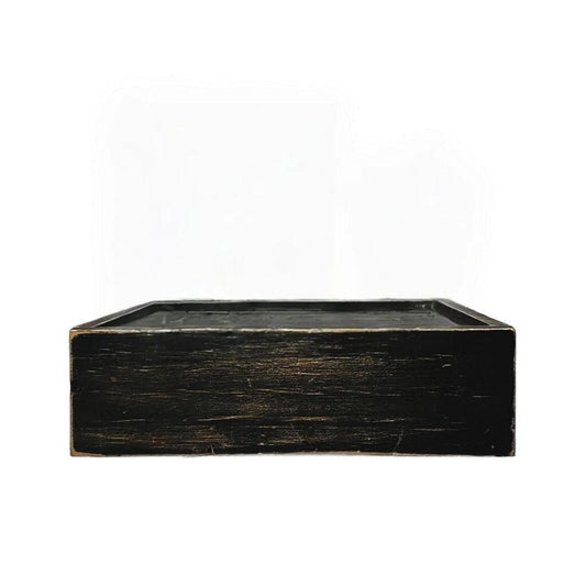 10" Black Distressed Wood Wall Mounted Floating Shelf With LED HomeRoots
