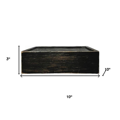 10" Black Distressed Wood Wall Mounted Floating Shelf With LED HomeRoots