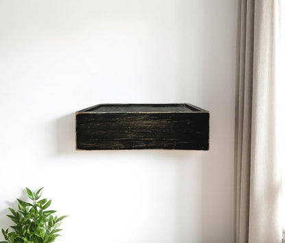 10" Black Distressed Wood Wall Mounted Floating Shelf With LED HomeRoots