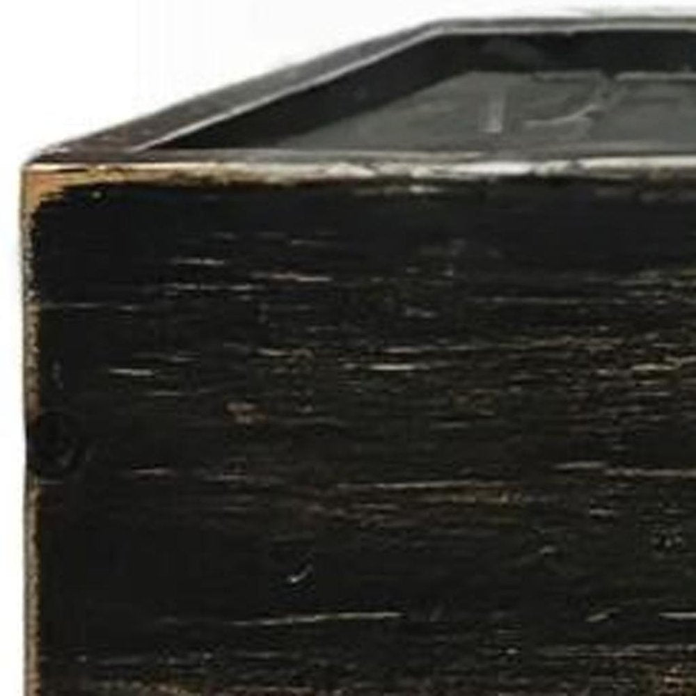 10" Black Distressed Wood Wall Mounted Floating Shelf With LED HomeRoots