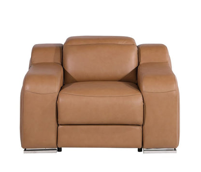 41" Chestnut Italian Leather Wall Hugger Recliner With USB HomeRoots