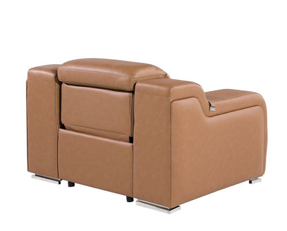41" Chestnut Italian Leather Wall Hugger Recliner With USB HomeRoots