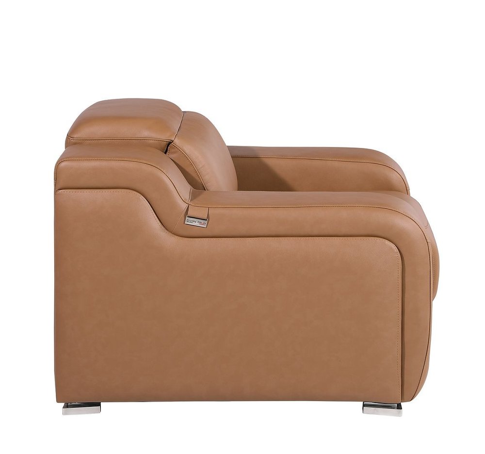 41" Chestnut Italian Leather Wall Hugger Recliner With USB HomeRoots