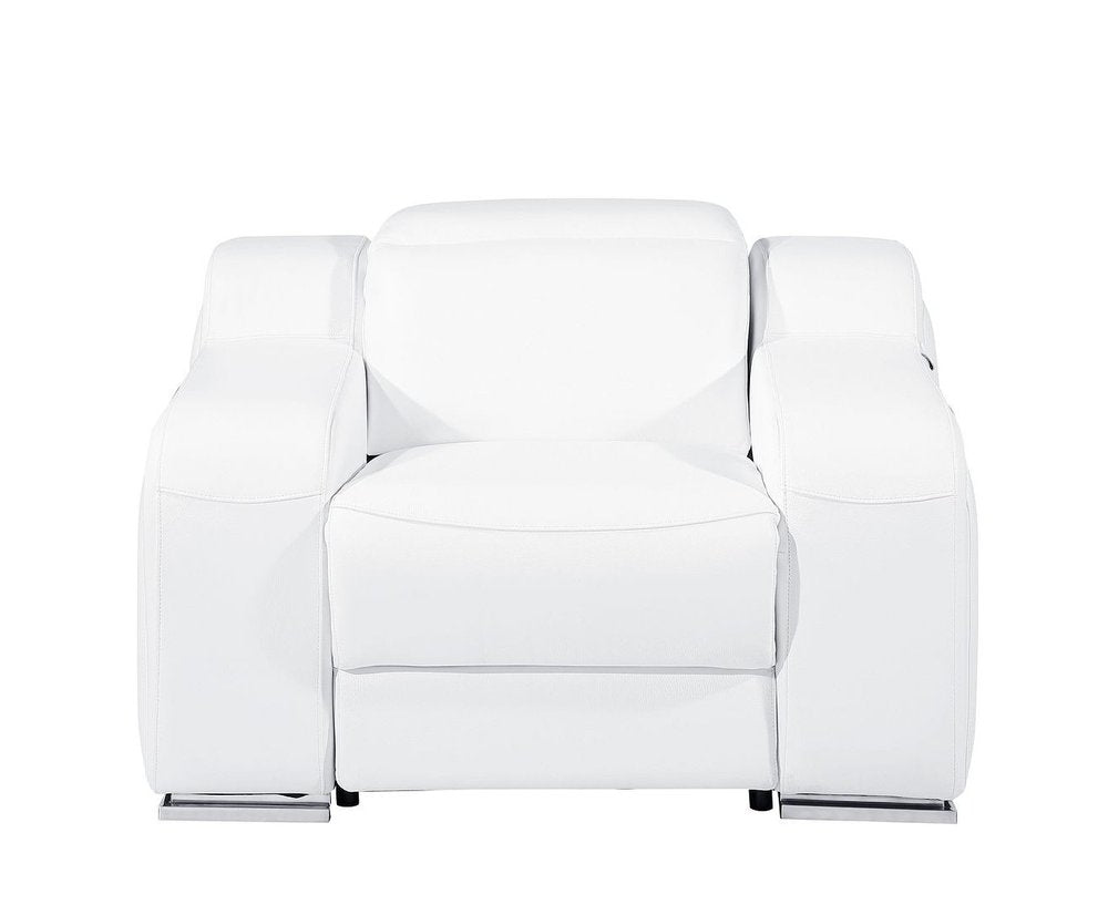 41" White Italian Leather Wall Hugger Recliner With USB HomeRoots