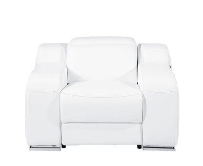41" White Italian Leather Wall Hugger Recliner With USB HomeRoots