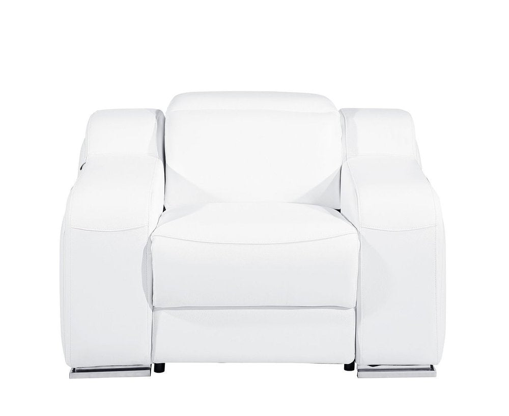 41" White Italian Leather Wall Hugger Recliner With USB HomeRoots