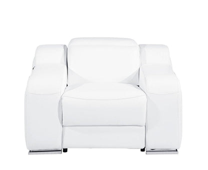 41" White Italian Leather Wall Hugger Recliner With USB HomeRoots
