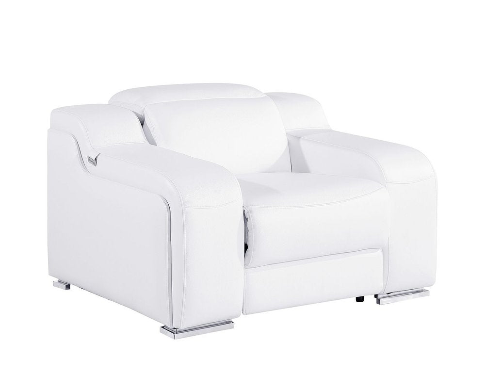 41" White Italian Leather Wall Hugger Recliner With USB HomeRoots