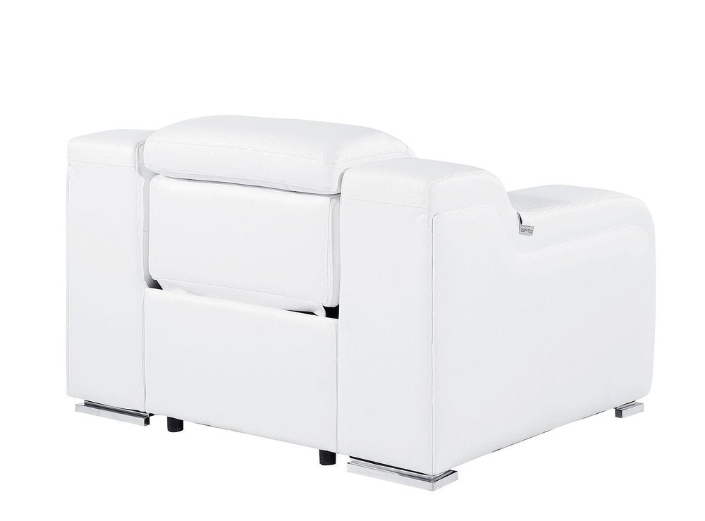 41" White Italian Leather Wall Hugger Recliner With USB HomeRoots