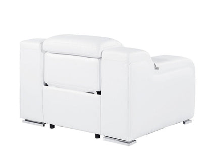 41" White Italian Leather Wall Hugger Recliner With USB HomeRoots