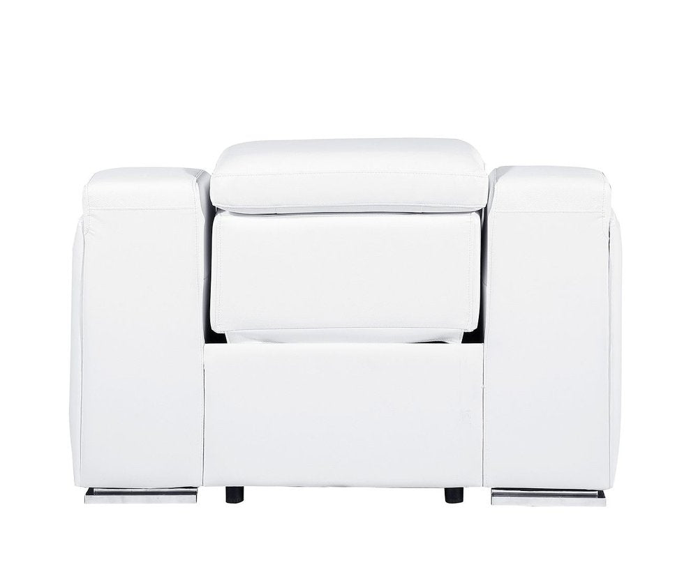 41" White Italian Leather Wall Hugger Recliner With USB HomeRoots