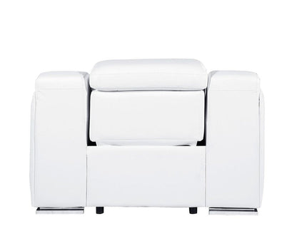 41" White Italian Leather Wall Hugger Recliner With USB HomeRoots