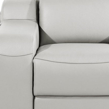 41" Light Gray Italian Leather Wall Hugger Recliner With USB HomeRoots