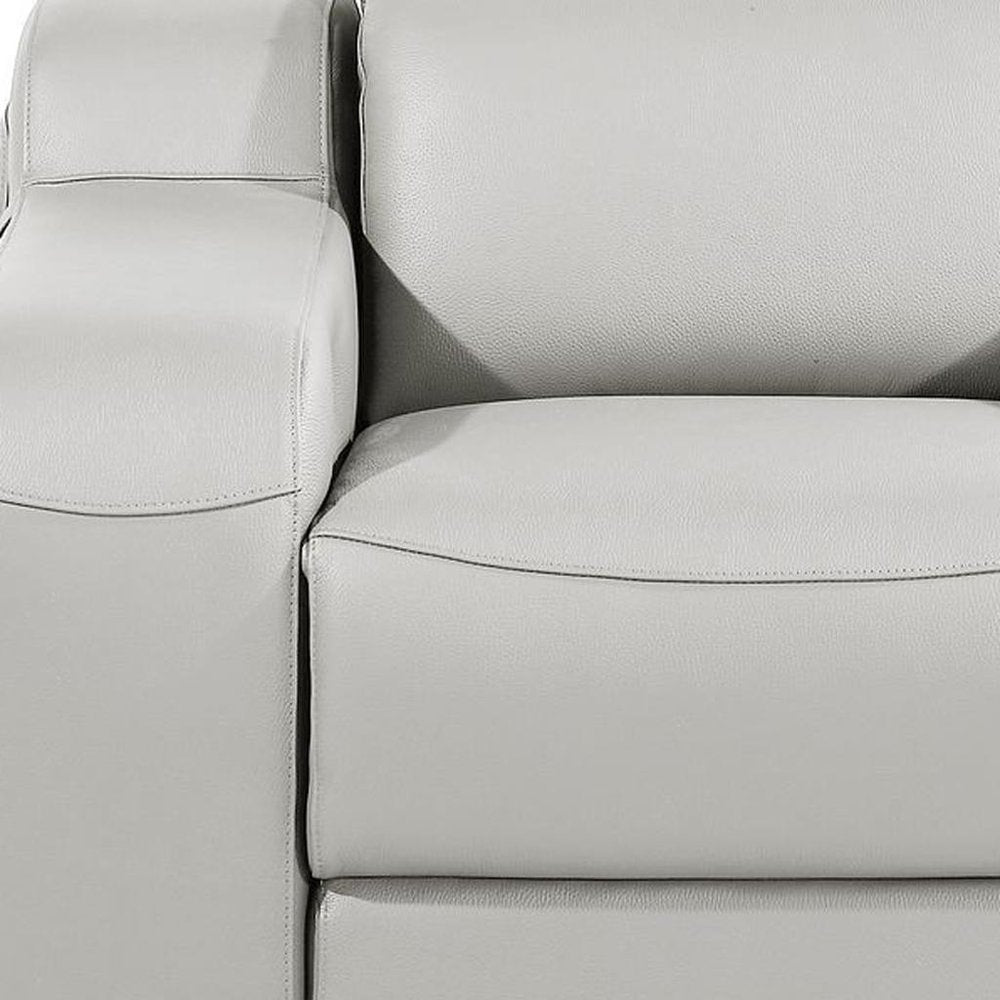 41" Light Gray Italian Leather Wall Hugger Recliner With USB HomeRoots