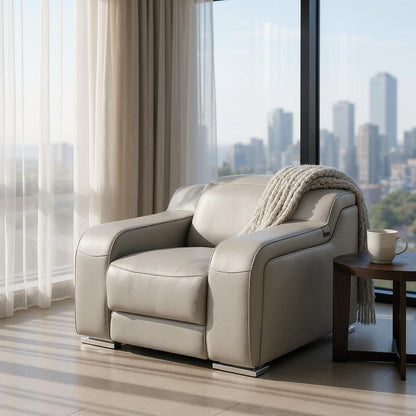 41" Light Gray Italian Leather Wall Hugger Recliner With USB HomeRoots