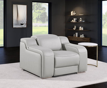 41" Light Gray Italian Leather Wall Hugger Recliner With USB HomeRoots
